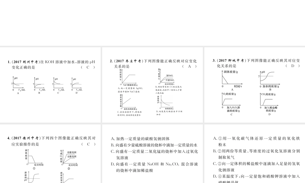 （青海专版）中考化学复习 第2编 重点题型突破篇 专题3 坐标曲线题（精练）课件-人教版初中九年级全册化学课件