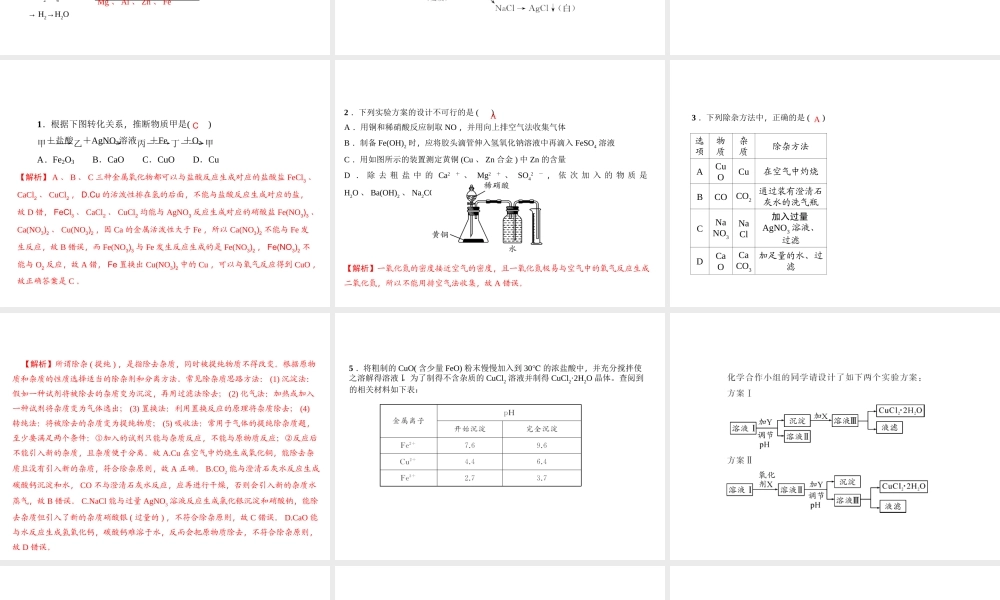 （金华地区）中考科学总复习 满分策略 第三部分 化学部分 第26讲 物质的转化规律课件-人教版初中九年级全册自然科学课件