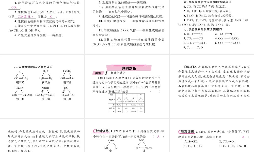 （青海专版）中考化学复习 第2编 重点题型突破篇 专题4 物质的推断题（精讲）课件-人教版初中九年级全册化学课件