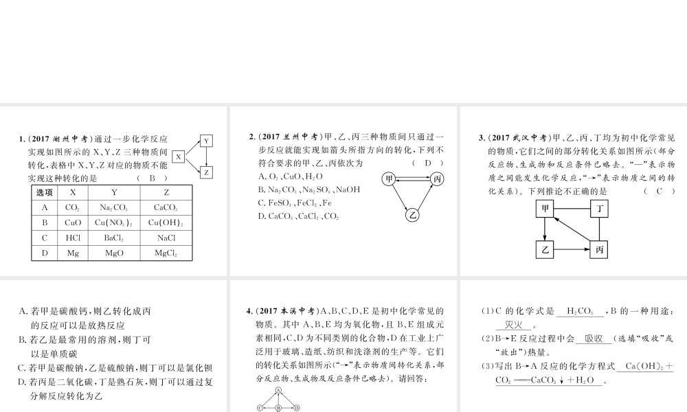 （青海专版）中考化学复习 第2编 重点题型突破篇 专题4 物质的推断题（精练）课件-人教版初中九年级全册化学课件
