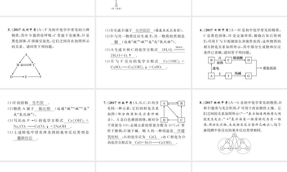 （青海专版）中考化学复习 第2编 重点题型突破篇 专题4 物质的推断题（精练）课件-人教版初中九年级全册化学课件