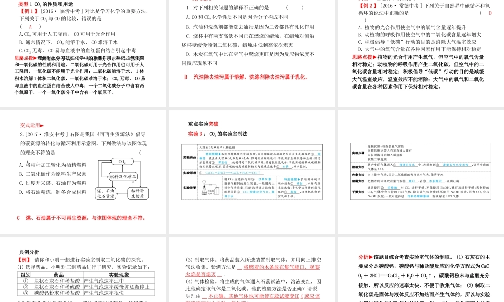 （青岛专版）中考化学总复习 第一部分 系统复习 成绩基石 主题二 碳和碳的化合物课件 鲁教版-鲁教版初中九年级全册化学课件