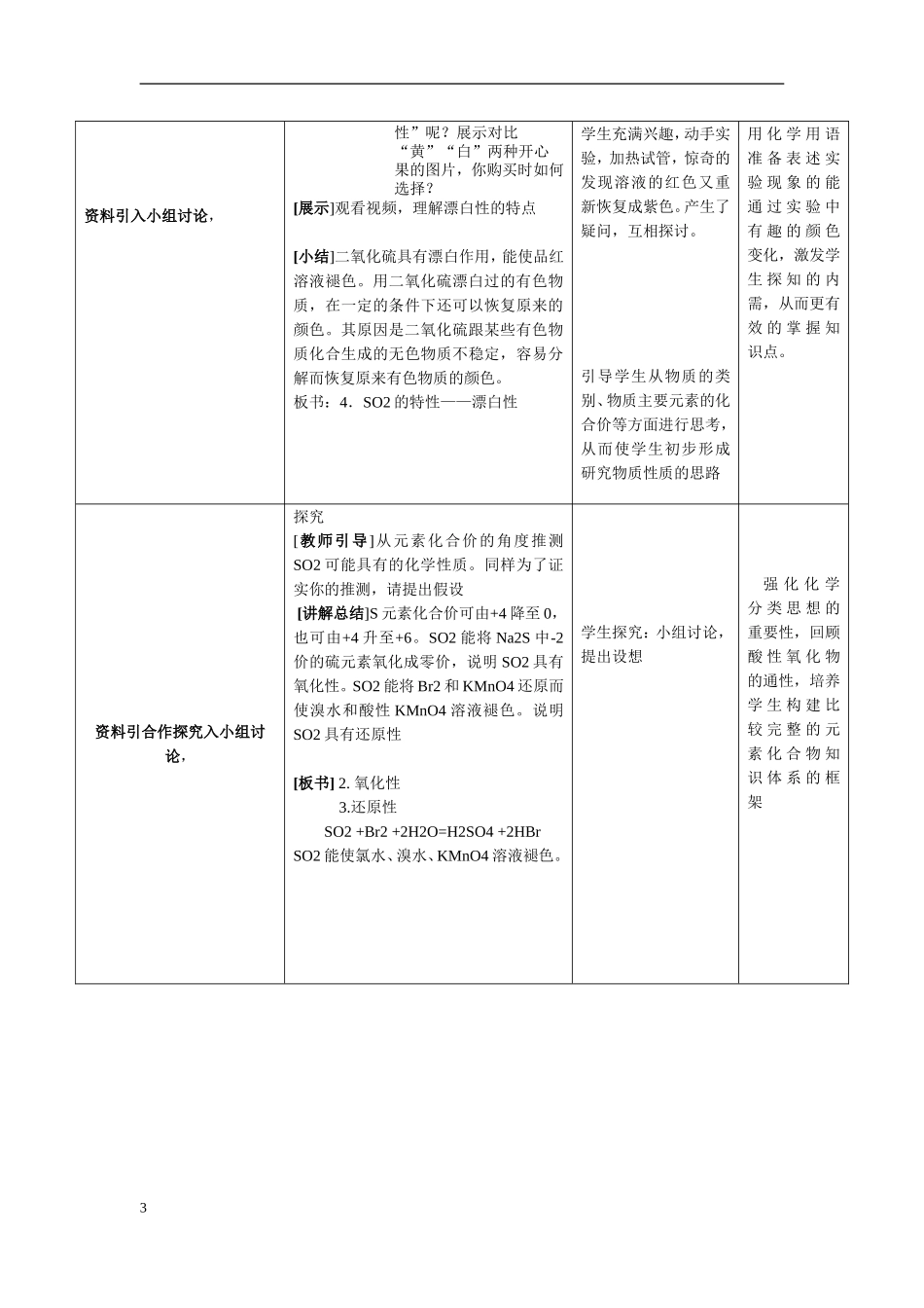 “二氧化硫的性质”教学设计_第3页
