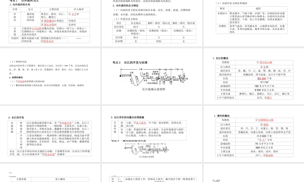 （陕西专用）版中考地理一练通 第一部分 教材知识冲关 八上 第二章 中国的自然环境 课时二 河流、自然灾害教学课件-人教版初中九年级全册地理课件