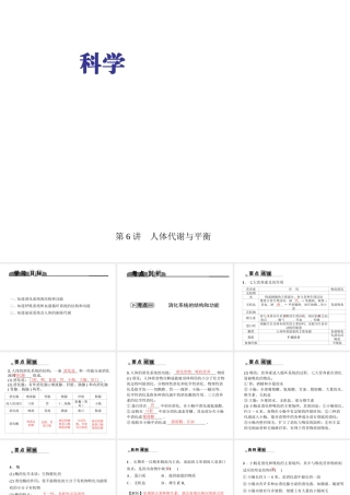 （金华地区）中考科学总复习 满分策略 第一部分 生命科学 第6讲 人体代谢与平衡课件-人教版初中九年级全册自然科学课件