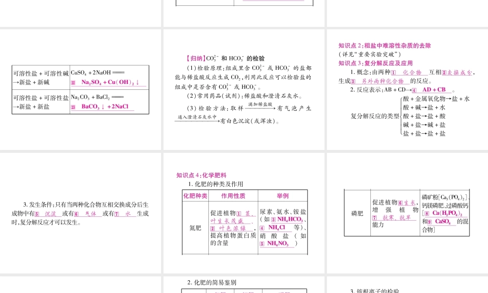 （重庆专版）中考化学总复习 第1部分 教材系统复习 第11单元 盐 化肥课件-人教版初中九年级全册化学课件