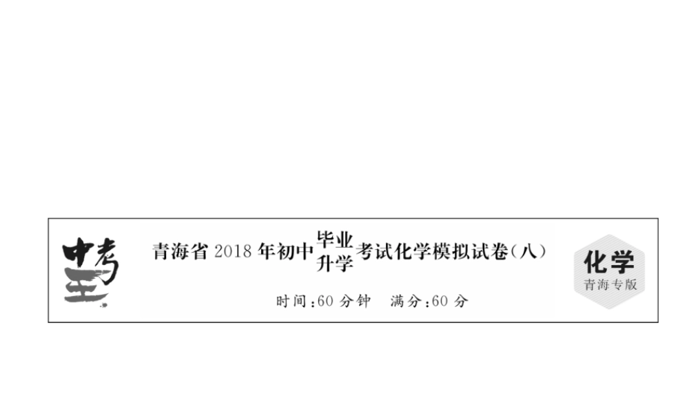 （青海专版）中考化学总复习 毕业升学考试模拟试卷（八）课件-人教版初中九年级全册化学课件