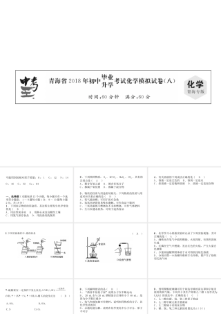 （青海专版）中考化学总复习 毕业升学考试模拟试卷（八）课件-人教版初中九年级全册化学课件