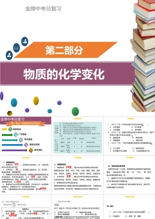 （金牌中考）广东省中考化学总复习 第二部分 物质的化学变化 第4考点 物质的变化和性质课件-人教版初中九年级全册化学课件