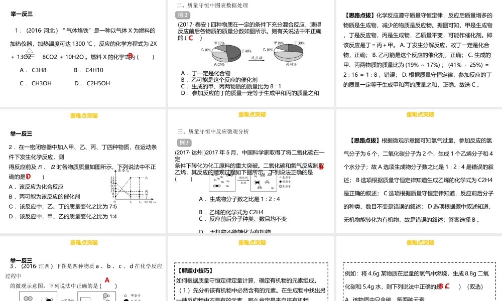 （金牌中考）广东省中考化学总复习 第二部分 物质的化学变化 第5考点 质量守恒定律课件-人教版初中九年级全册化学课件