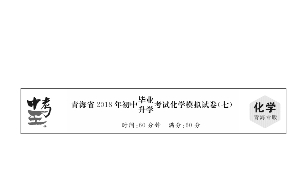 （青海专版）中考化学总复习 毕业升学考试模拟试卷（七）课件-人教版初中九年级全册化学课件