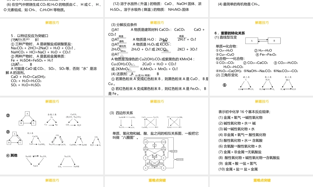 （金牌中考）广东省中考化学总复习 第六部分 专题复习 专题二 物质的推断与转化课件-人教版初中九年级全册化学课件