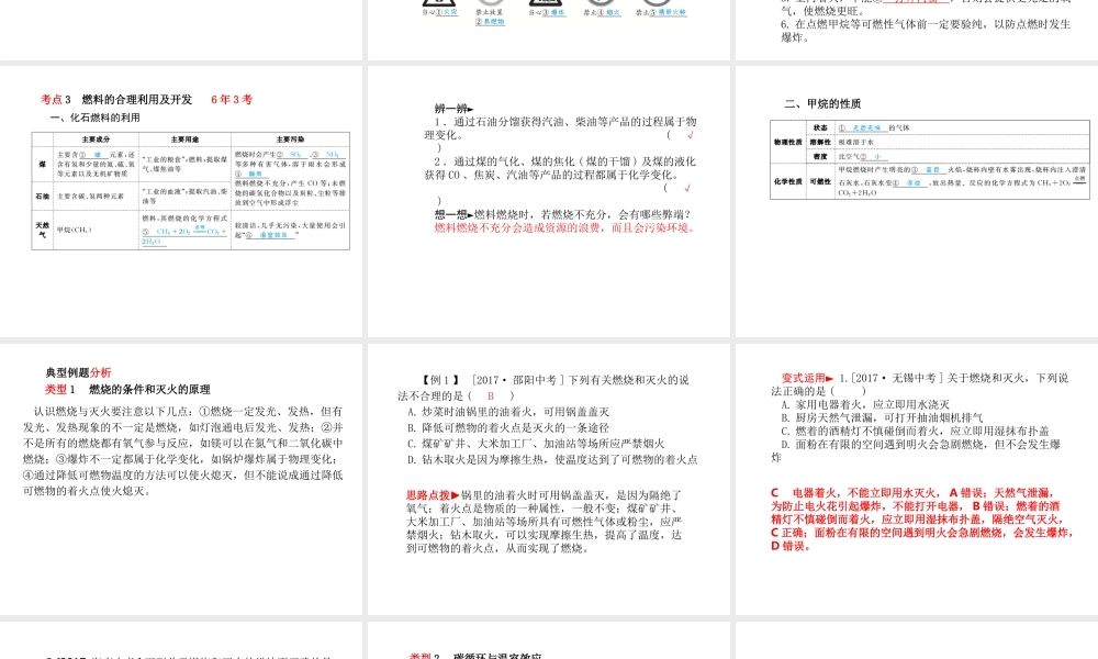 （青岛专版）中考化学总复习 第一部分 系统复习 成绩基石 主题十三 燃烧与燃料课件 鲁教版-鲁教版初中九年级全册化学课件