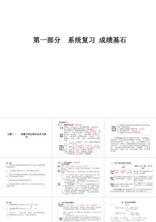 （青岛专版）中考化学总复习 第一部分 系统复习 成绩基石 主题十一 质量守恒定律及化学方程式课件 鲁教版-鲁教版初中九年级全册化学课件
