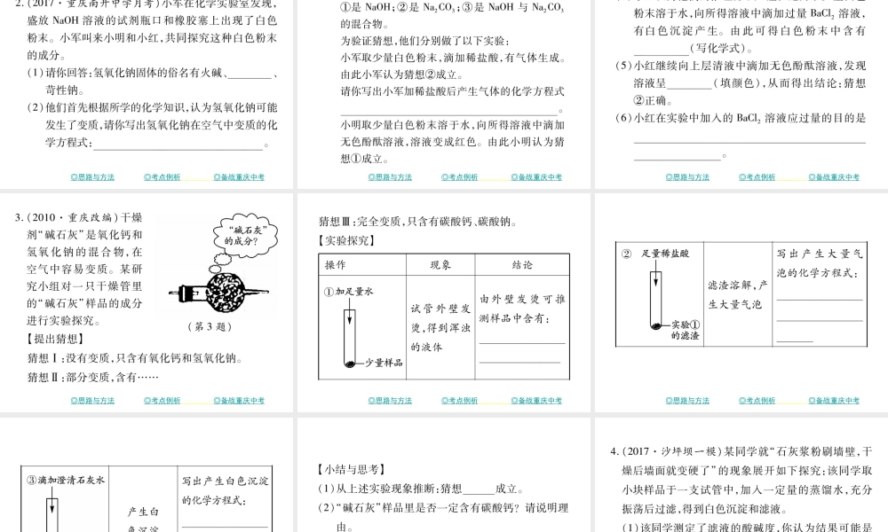（重庆专版）中考化学总复习 第二篇 重点题型突破 第23讲 实验探究—物质变质问题课件-人教版初中九年级全册化学课件