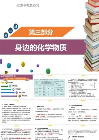 （金牌中考）广东省中考化学总复习 第三部分 身边的化学物质 第10考点 碳和碳的氧化物课件-人教版初中九年级全册化学课件