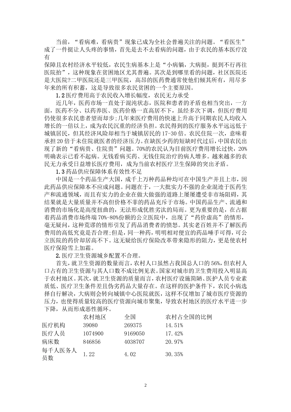 《中级微观经济学》课程 关于农村医保的经济学分析研究_第3页