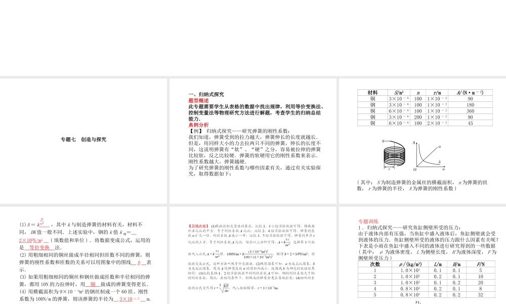 （青岛专版）中考物理 第二部分 专题复习 高分保障 专题七 创造与探究课件-人教版初中九年级全册物理课件