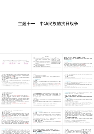（陕西专用）版中考历史一练通 第一部分 教材知识梳理 版块二 中国近代史 主题十一 中华民族的抗日战争教学课件-人教版初中九年级全册历史课件