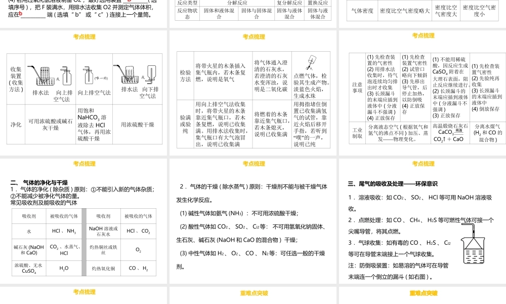 （金牌中考）广东省中考化学总复习 第五部分 基本的实验技能 第18考点 气体的制备与收集课件-人教版初中九年级全册化学课件