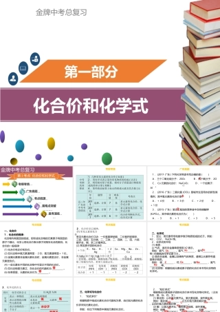 （金牌中考）广东省中考化学总复习 第一部分 物质构成的奥秘 第3考点 化合价和化学式课件-人教版初中九年级全册化学课件