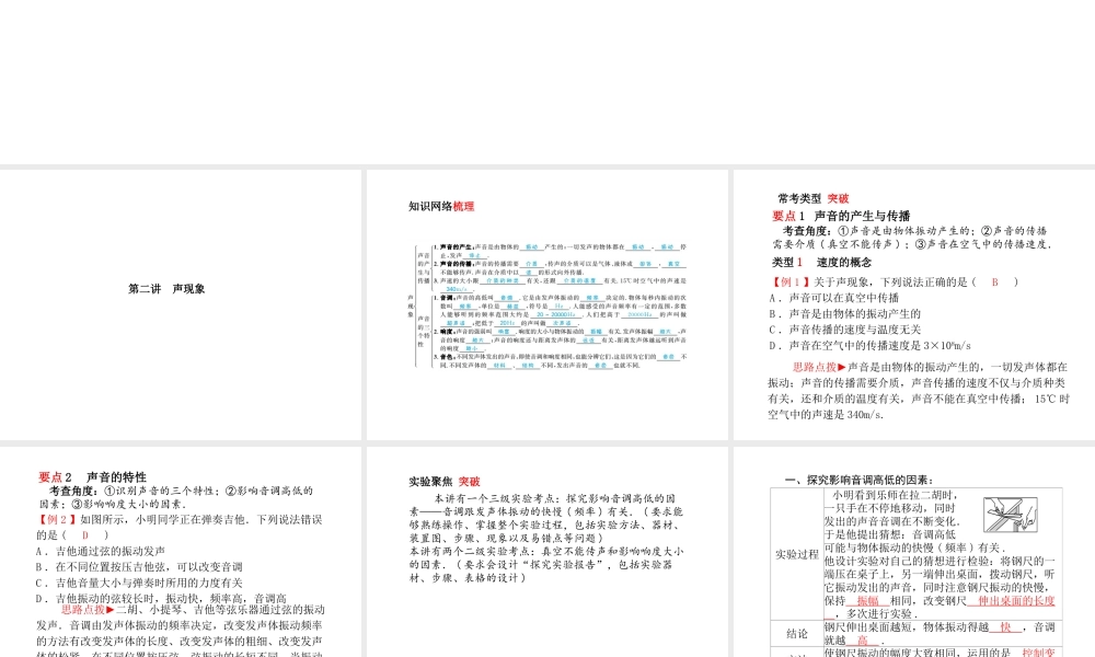 （青岛专版）中考物理 第一部分 系统复习 成绩基石 第二讲 声现象课件-人教版初中九年级全册物理课件