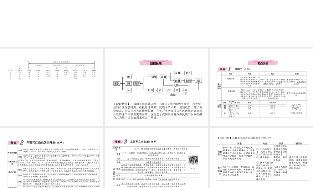 （青海专版）中考历史总复习 第一编 教材知识梳理 第3讲 政权分立与民族融合课件-人教版初中九年级全册历史课件