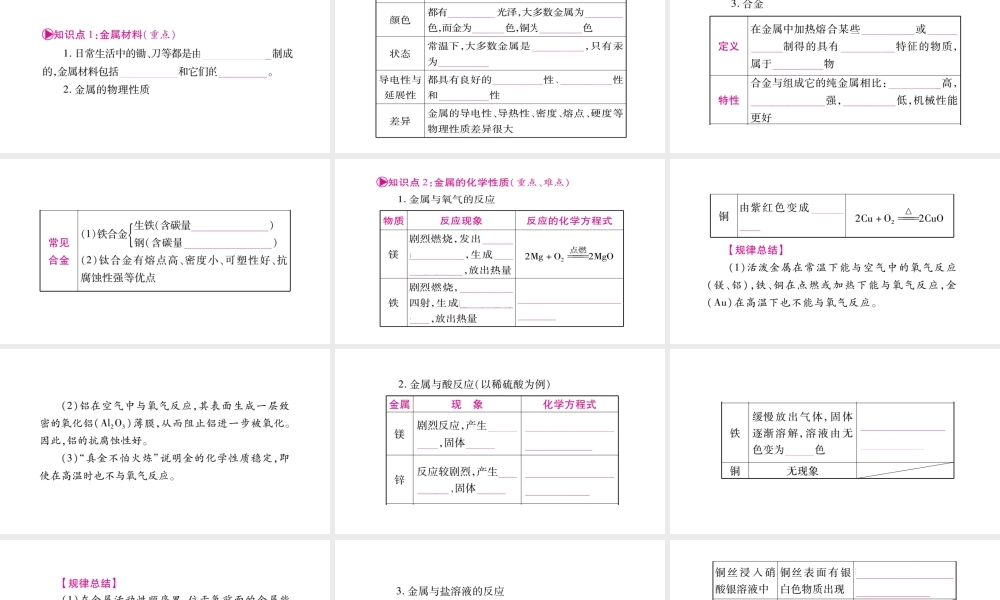 （重庆专版）中考化学总复习 第一部分 教材系统复习 第08单元 金属和金属材料课件-人教版初中九年级全册化学课件