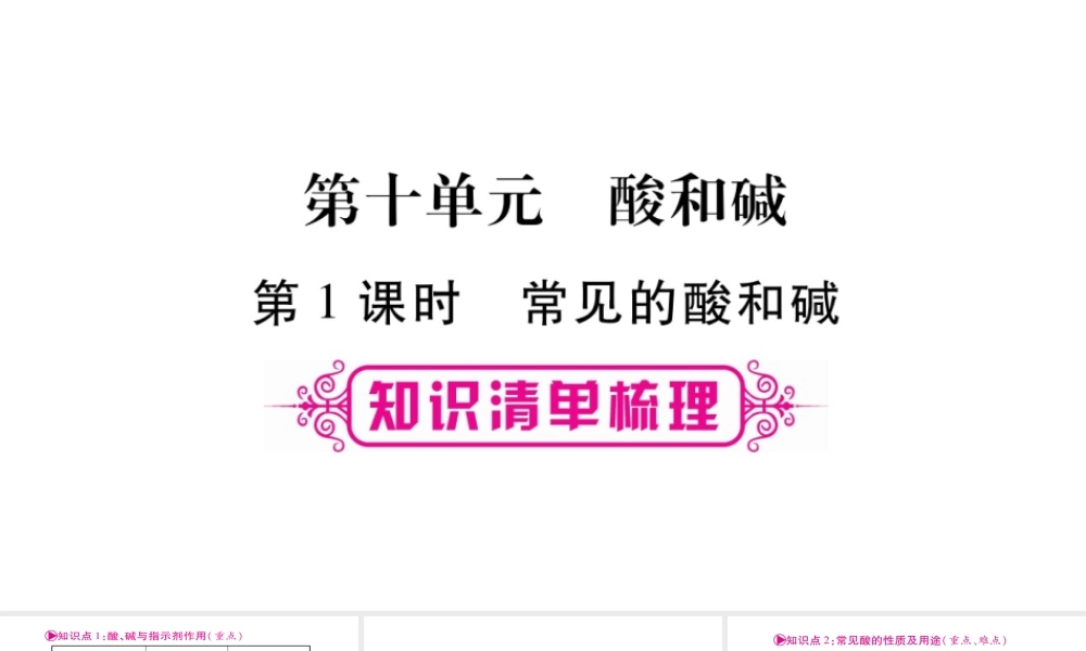 （重庆专版）中考化学总复习 第一部分 教材系统复习 第10单元 酸和碱课件-人教版初中九年级全册化学课件