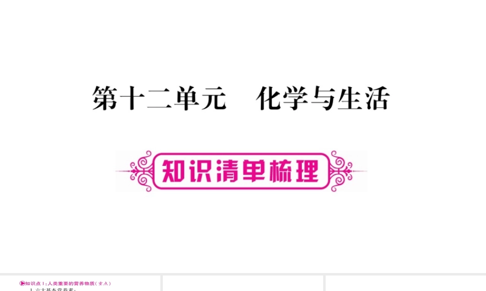 （重庆专版）中考化学总复习 第一部分 教材系统复习 第12单元 化学与生活课件-人教版初中九年级全册化学课件