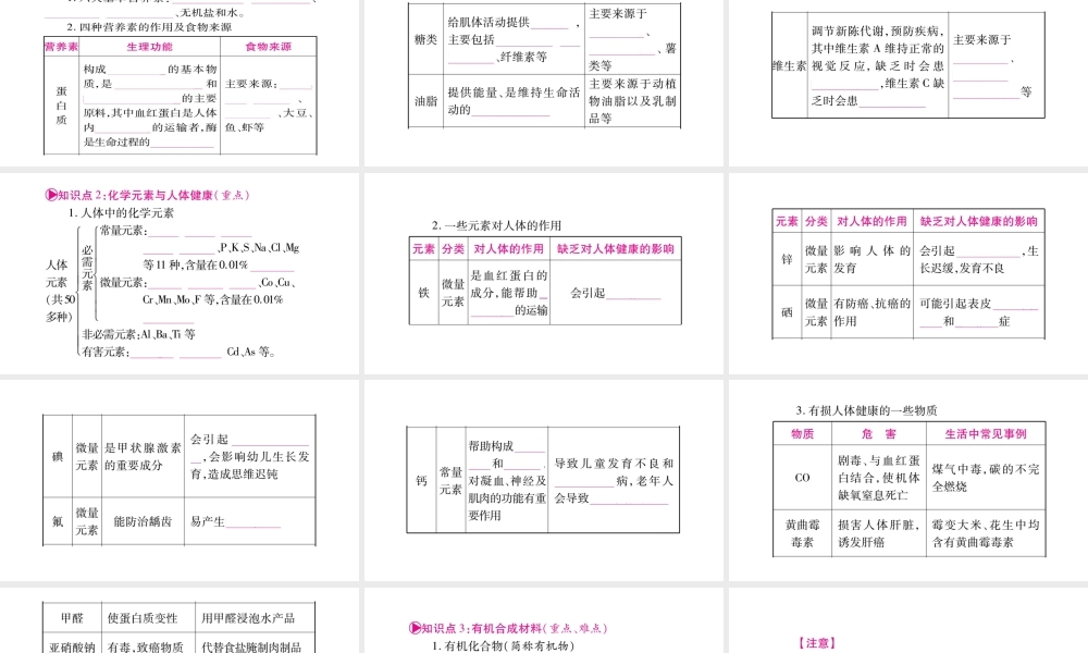 （重庆专版）中考化学总复习 第一部分 教材系统复习 第12单元 化学与生活课件-人教版初中九年级全册化学课件