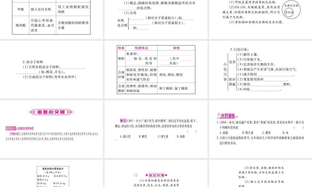（重庆专版）中考化学总复习 第一部分 教材系统复习 第12单元 化学与生活课件-人教版初中九年级全册化学课件
