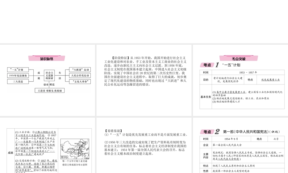 （青海专版）中考历史总复习 第一编 教材知识梳理 第15讲 社会主义道路的探索课件-人教版初中九年级全册历史课件
