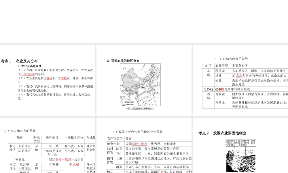（陕西专版）中考地理总复习 第一部分 教材知识冲关 八上 第四章 中国的经济发展（课时二）课件-人教版初中九年级全册地理课件