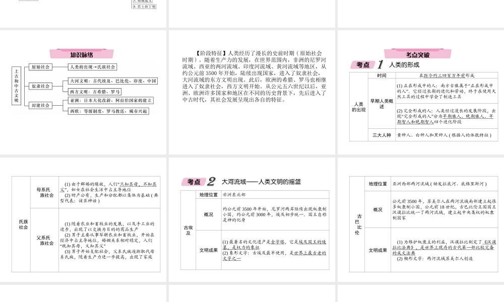 （青海专版）中考历史总复习 第一编 教材知识梳理 第19讲 上古人类文明与中古亚欧文明课件-人教版初中九年级全册历史课件