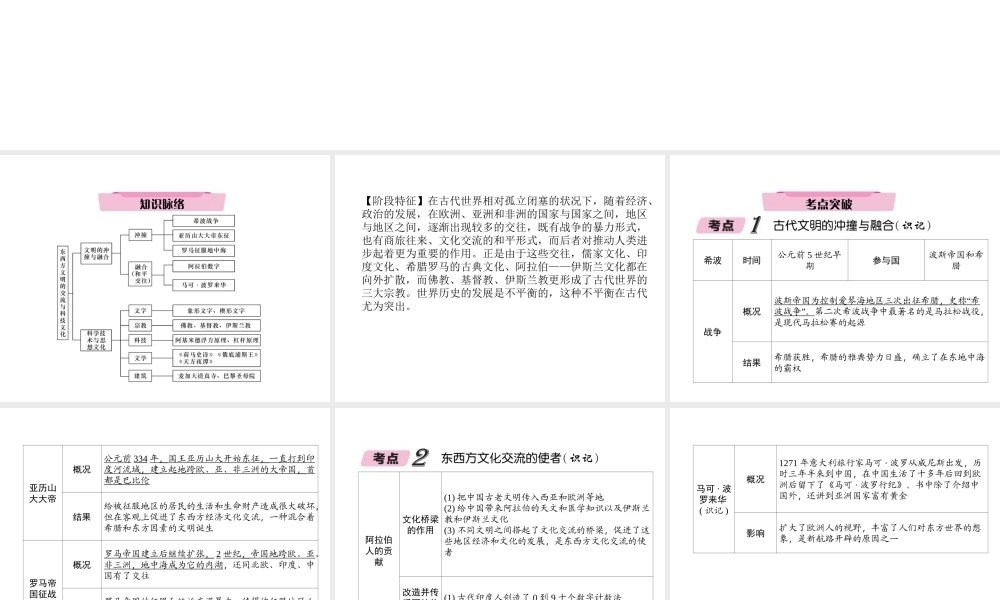 （青海专版）中考历史总复习 第一编 教材知识梳理 第20讲 古代文明的冲撞与融合 科学技术与思想文化课件-人教版初中九年级全册历史课件