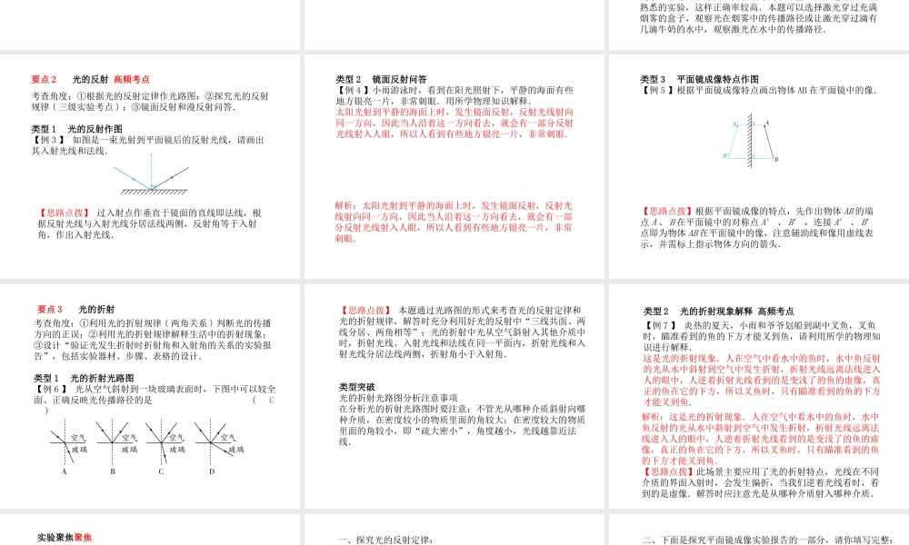 （青岛专版）中考物理 第一部分 系统复习 成绩基石 第四讲 光现象课件-人教版初中九年级全册物理课件