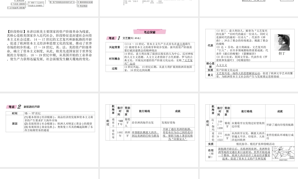（青海专版）中考历史总复习 第一编 教材知识梳理 第21讲 欧美主要国家的社会巨变 第一次工业革命课件-人教版初中九年级全册历史课件