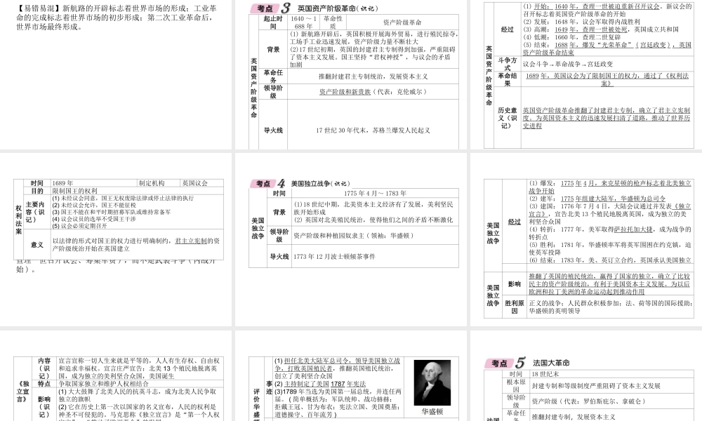 （青海专版）中考历史总复习 第一编 教材知识梳理 第21讲 欧美主要国家的社会巨变 第一次工业革命课件-人教版初中九年级全册历史课件