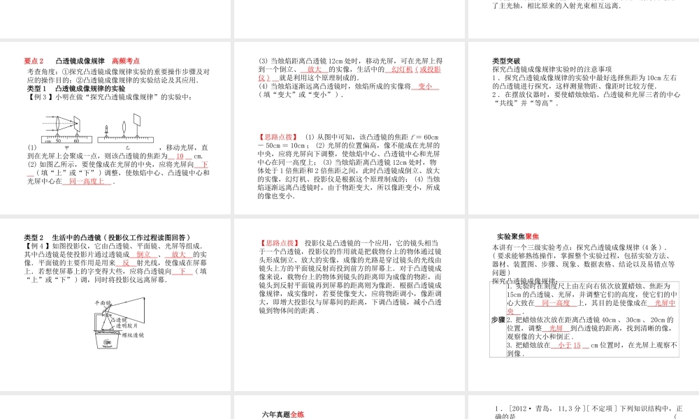 （青岛专版）中考物理 第一部分 系统复习 成绩基石 第五讲 透镜及其应用课件-人教版初中九年级全册物理课件