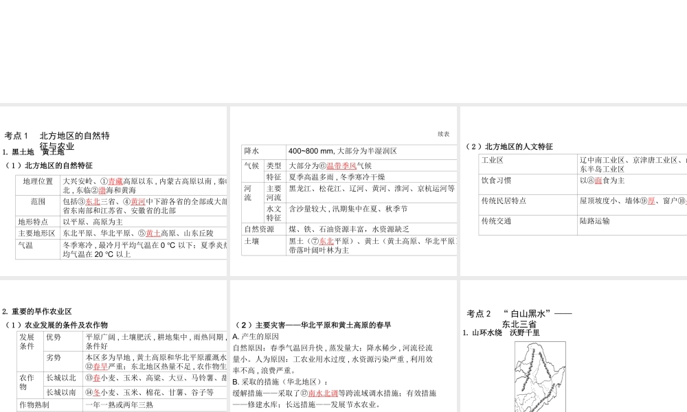 （陕西专版）中考地理总复习 第一部分 教材知识冲关 八下 第六章 北方地区（课时一）课件-人教版初中九年级全册地理课件