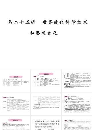 （青海专版）中考历史总复习 第一编 教材知识梳理 第25讲 世界近代科学技术和思想文化课件-人教版初中九年级全册历史课件
