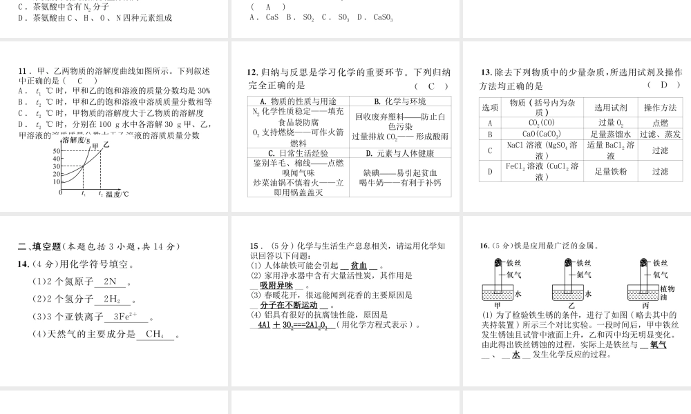 （青海专版）中考化学复习 毕业升学考试模拟试卷(二)课件-人教版初中九年级全册化学课件