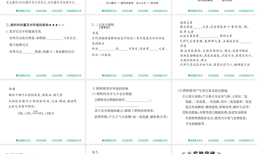 （重庆专版）中考化学总复习 第一篇 教材知识梳理 模块一 常见的物质 第4讲 燃料及其利用课件-人教版初中九年级全册化学课件