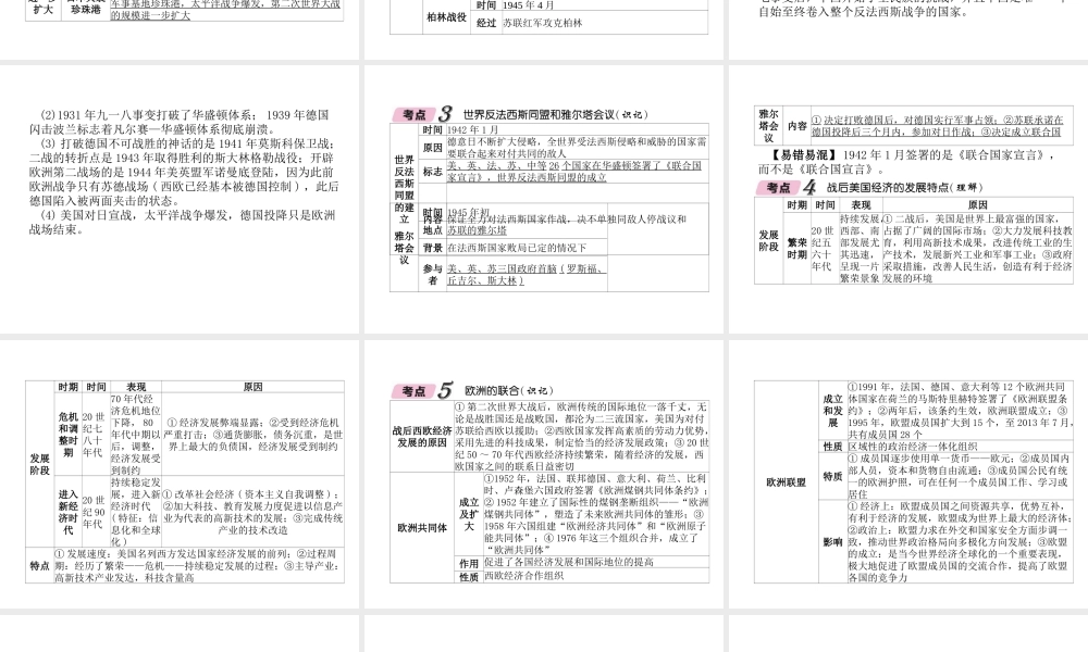 （青海专版）中考历史总复习 第一编 教材知识梳理 第28讲 第二次世界大战及战后主要资本主义国家的发展课件-人教版初中九年级全册历史课件