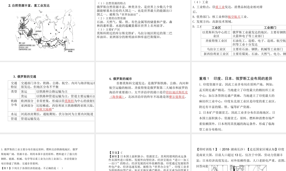 （陕西专版）中考地理总复习 第一部分 教材知识冲关 七下 第7章 我们邻近的地区和国家（课时二 印度 俄罗斯）课件-人教版初中九年级全册地理课件