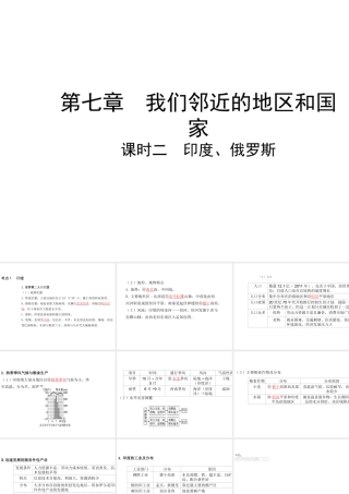 （陕西专版）中考地理总复习 第一部分 教材知识冲关 七下 第7章 我们邻近的地区和国家（课时二 印度 俄罗斯）课件-人教版初中九年级全册地理课件