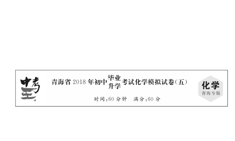 （青海专版）中考化学复习 毕业升学考试模拟试卷(五)课件-人教版初中九年级全册化学课件