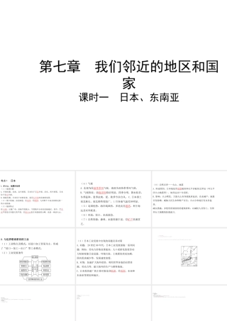 （陕西专版）中考地理总复习 第一部分 教材知识冲关 七下 第7章 我们邻近的地区和国家（课时一 日本 东南亚）课件-人教版初中九年级全册地理课件