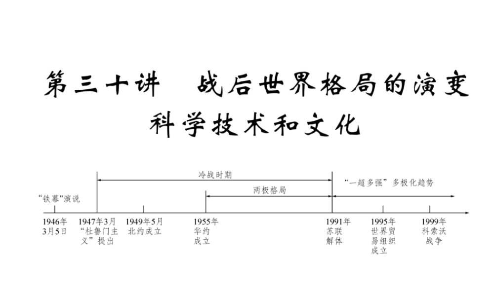 （青海专版）中考历史总复习 第一编 教材知识梳理 第30讲 战后世界格局的演变 科学技术和文化课件-人教版初中九年级全册历史课件